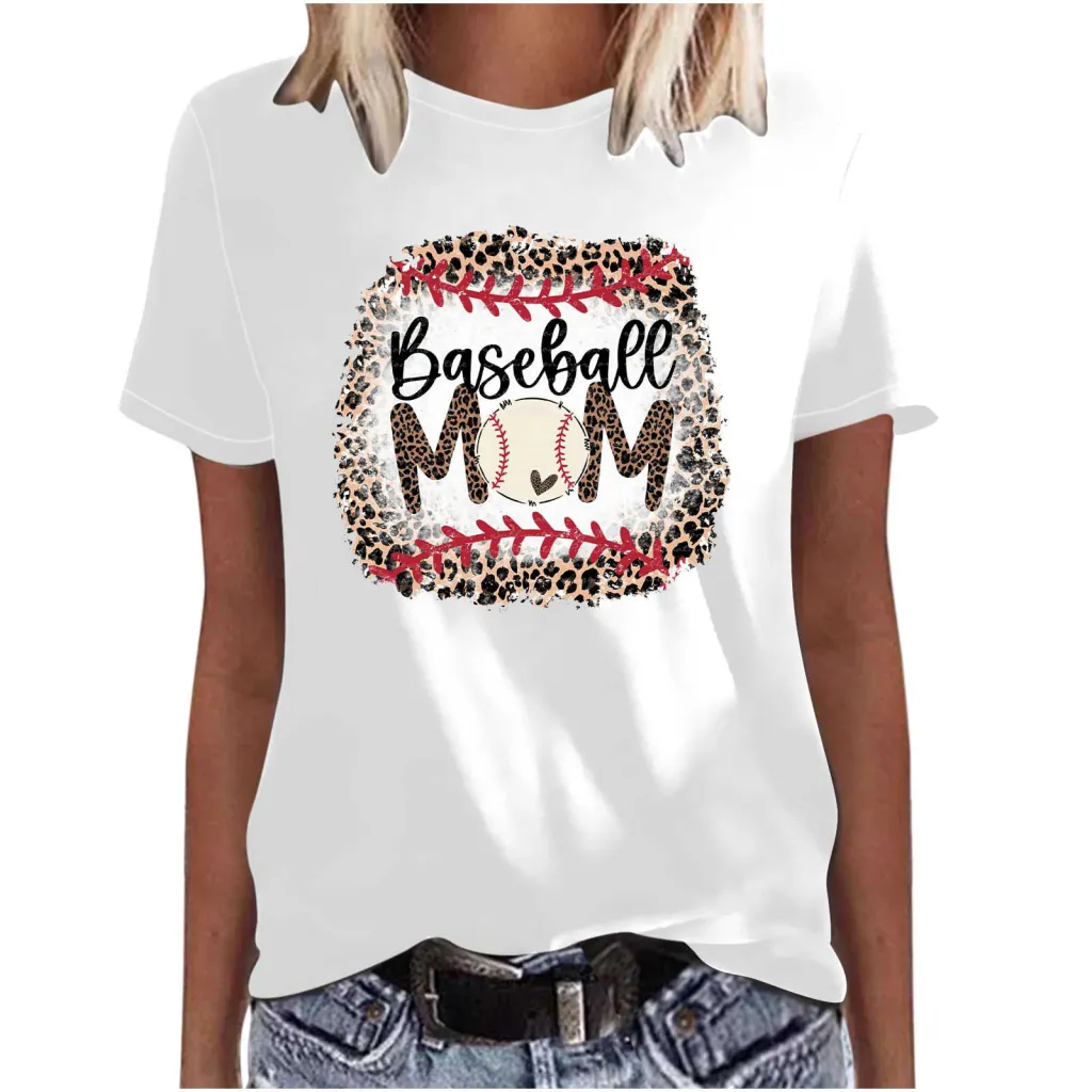 Mother's Day Baseball Women's Various Styles Loose-fitting Pullover Round-neck Short-sleeved T-shirt - 47449-Xxxl