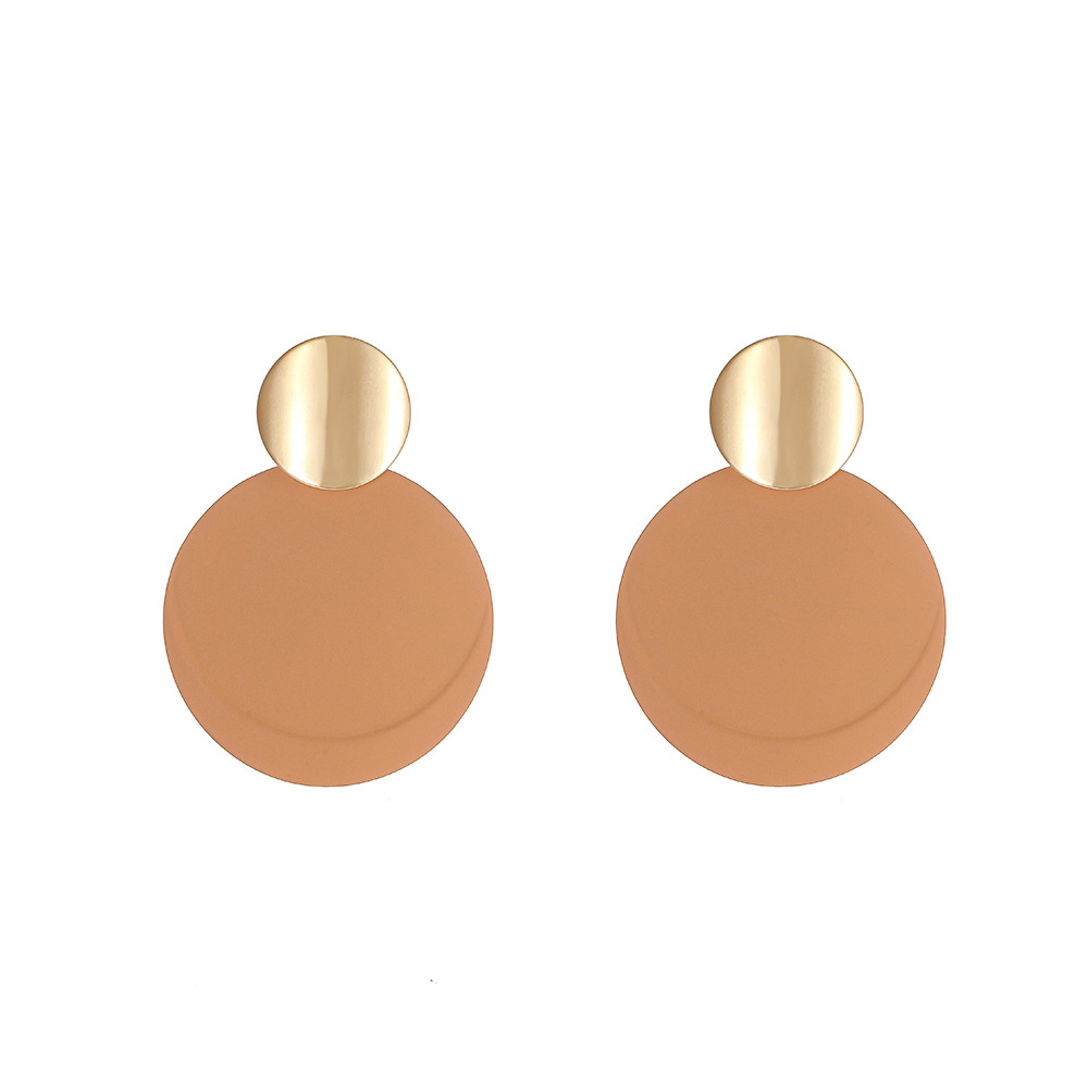 Personality Affordable Luxury Versatile High-grade Spray Paint Geometric Round Large Earrings