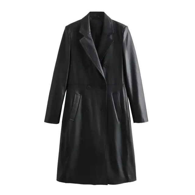 Autumn And Winter New Women's Clothing Loose Fashion Casual Imitation Leather Coat Black - Shop at LoveMi