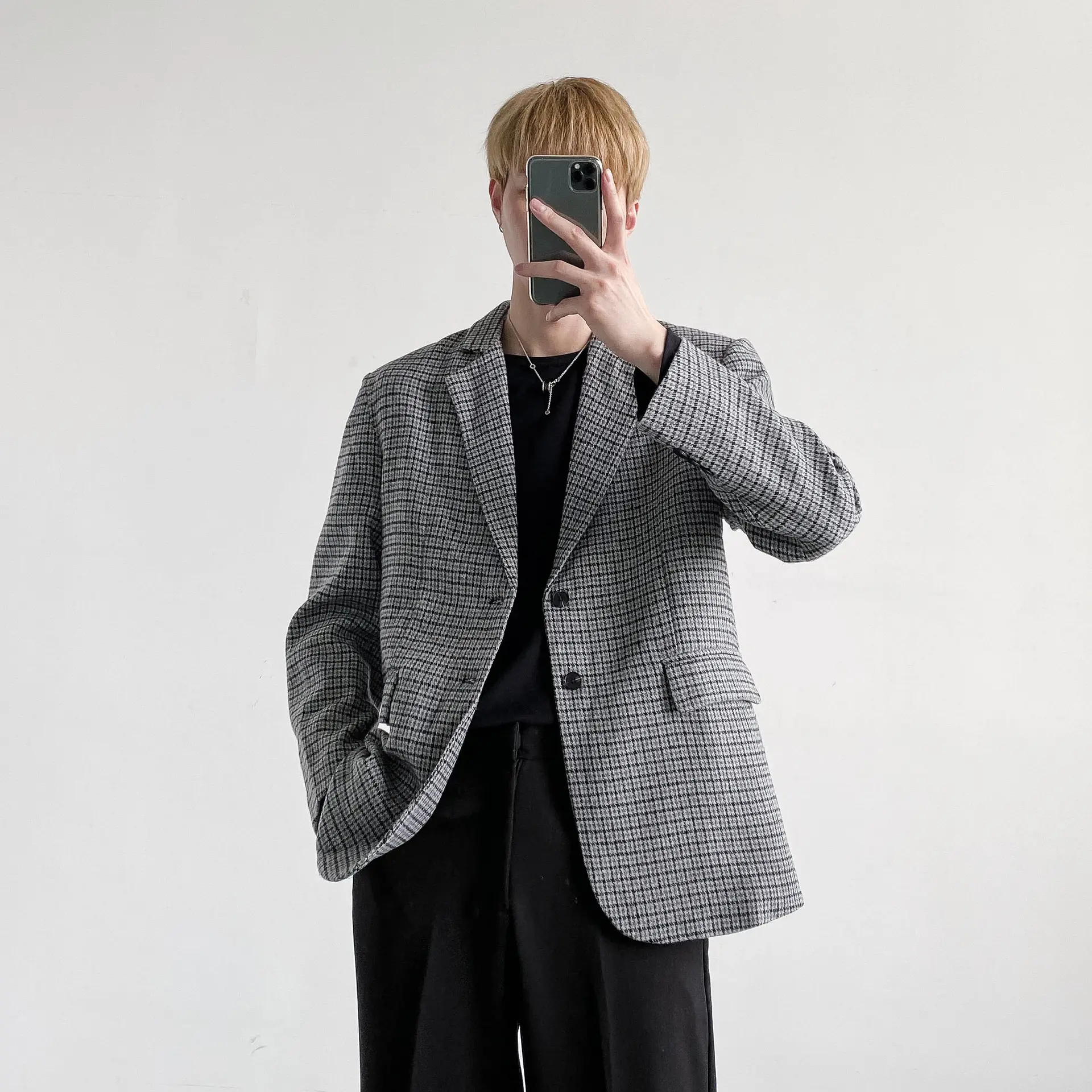 Men's Fashionable Loose-fit Casual Plaid Jacket