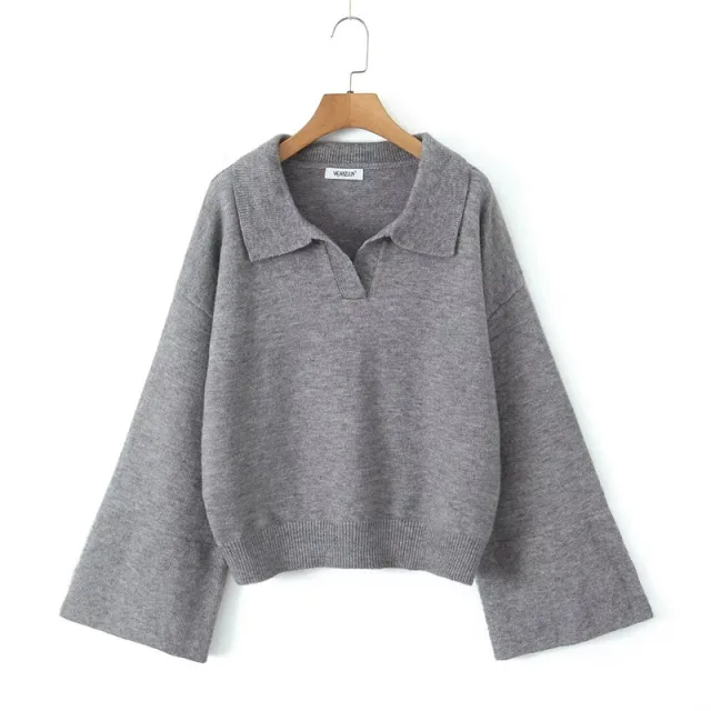 Autumn Simplicity Style Fashion Solid Color Sweater Top Gray - Shop at LoveMi