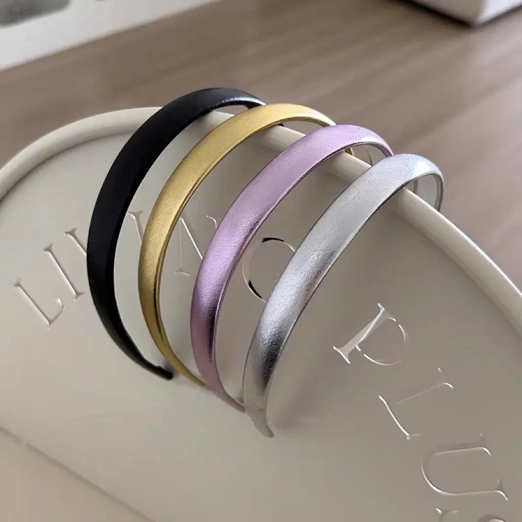 Silver Shiny Surface Slim Hair Hoop Women