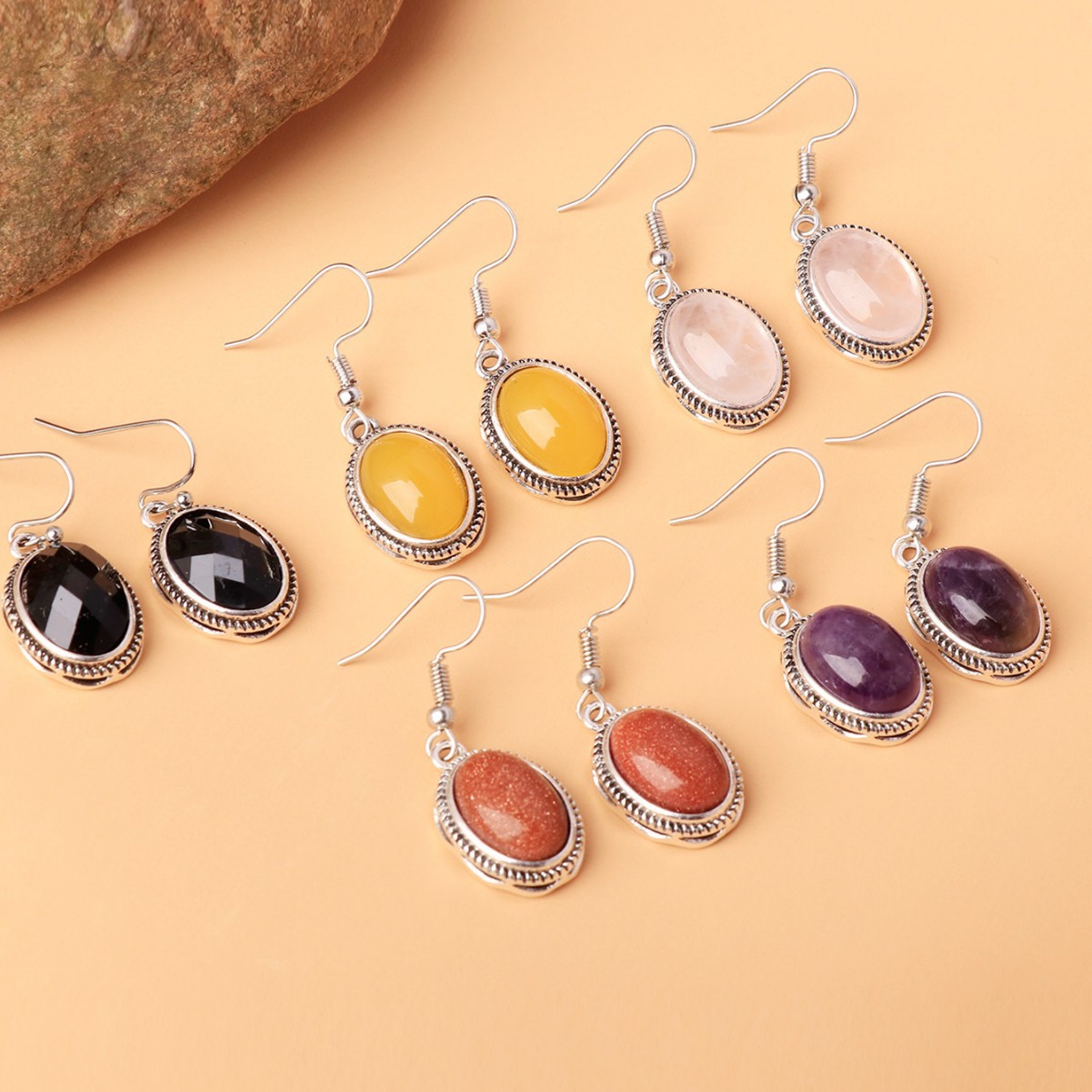 Vintage Oval Rhinestone Earrings For Women