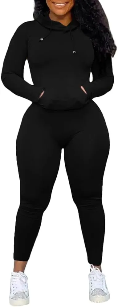 European And American Two piece Set Women's Sportwears Black - Shop at LoveMi