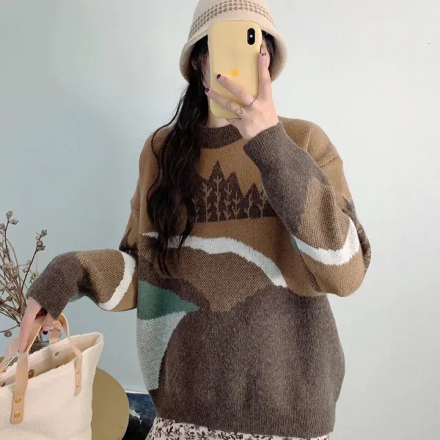 Casual Loose Youthful looking Sweater For Women Deep Coffee - Shop at LoveMi