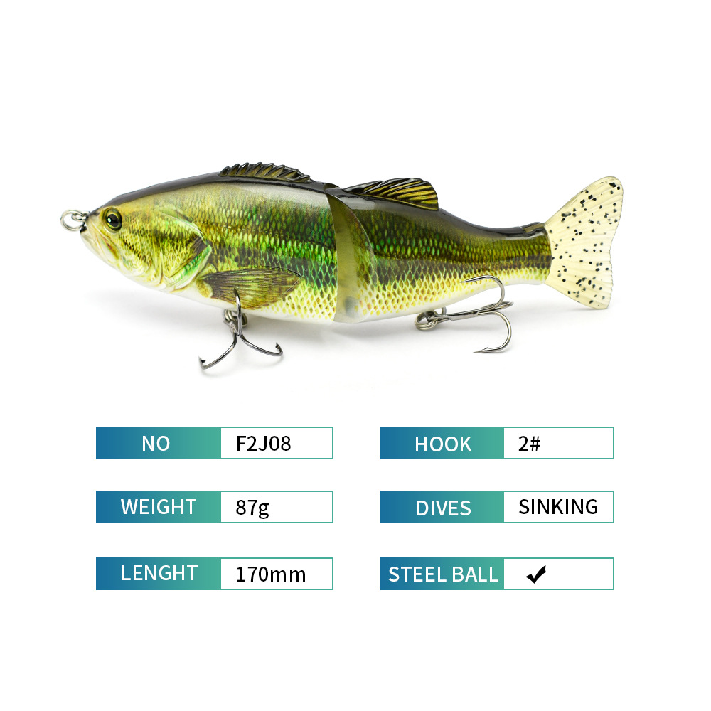 Multi-section Fish Hard Bait PVC Soft Bait S-shaped Swimming Posture Bait Lure - Image 16