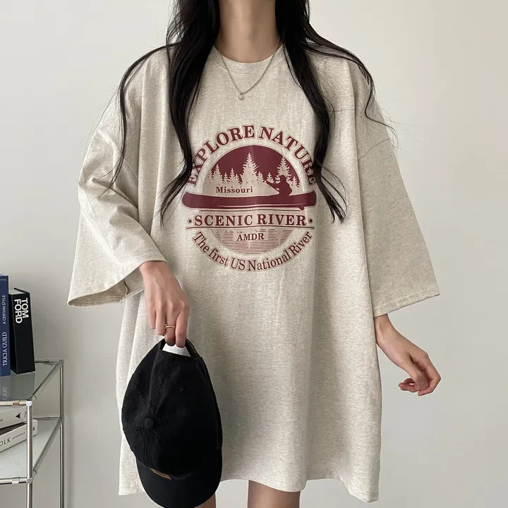 T-shirt Women's Summer Loose Round Neck College Style