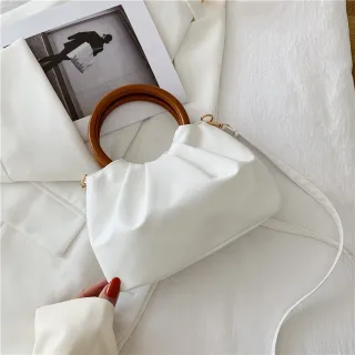 Cloud Bag Female Crossbody Fashion Pleated Small Bag - White