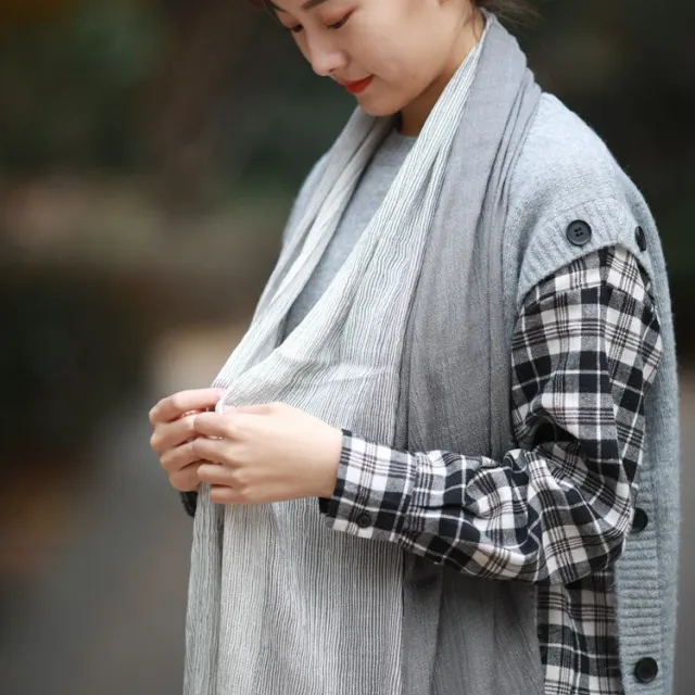 All matching Art style Striped Scarf For Women Gray - Shop at LoveMi