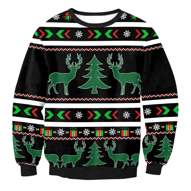 Women's Santa Claus Elk Long Sleeve Round Neck Loose Sweatshirt Swys022 M - Shop at LoveMi