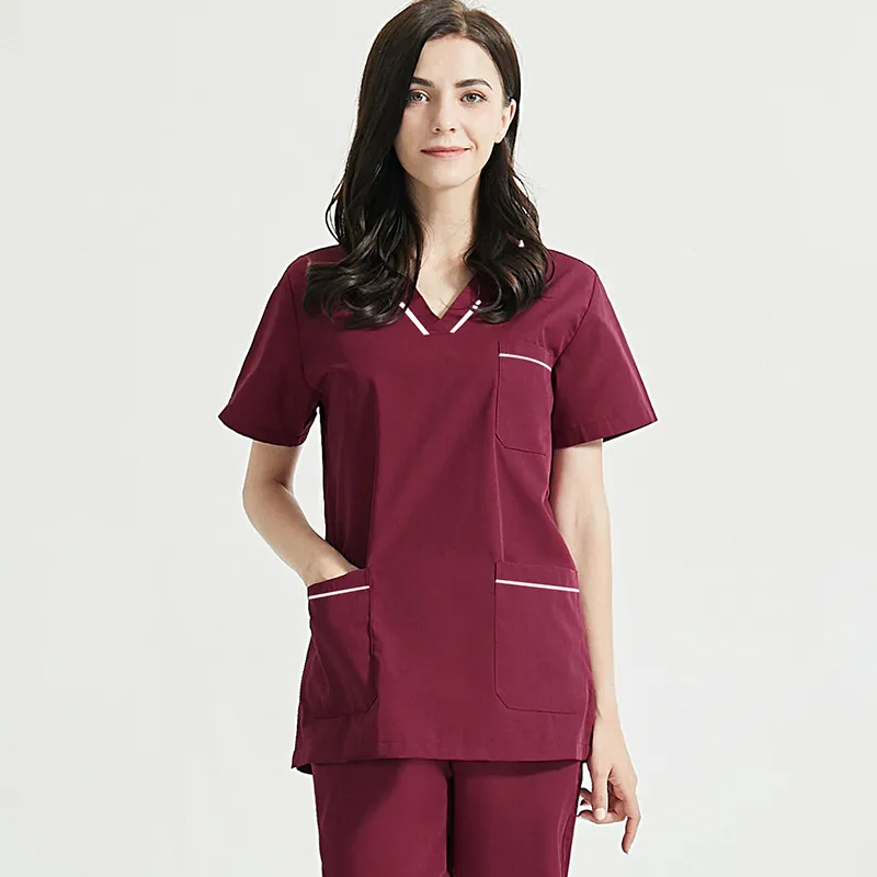Women's Loose And Comfortable Medical Care Surgical Gown Suit - Red