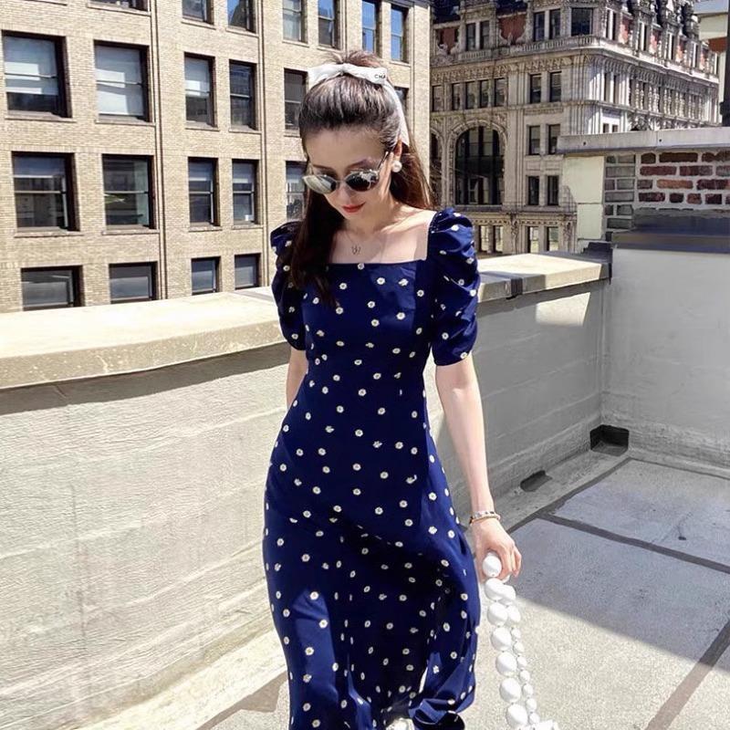 Title 5, French Blue Polka Dots Dress Women