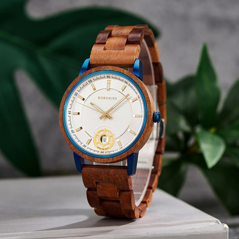 Natural Wooden Men's Watch - Vintage Minimalist Design Casual Quartz Wristwatch for Young Adults 6
