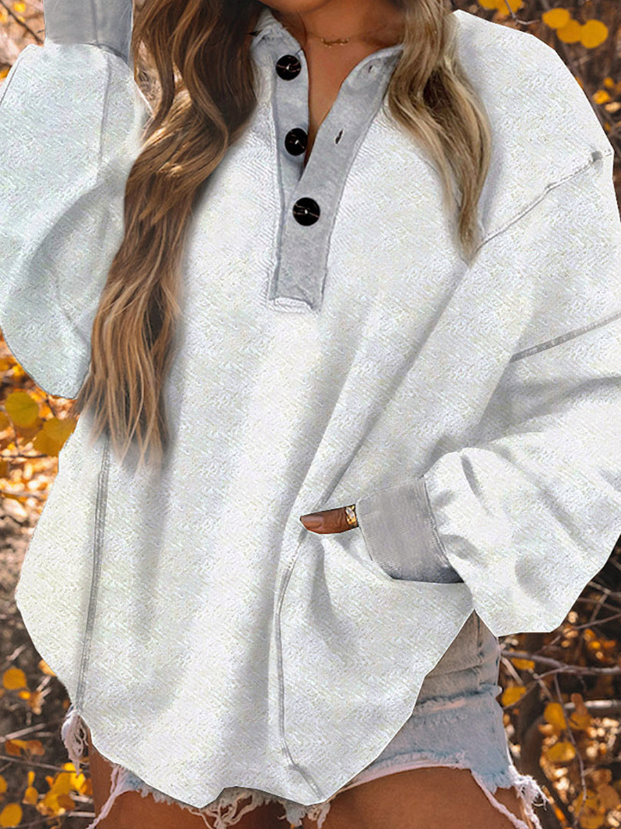 Winter Color Matching Pullover Long Sleeve Top