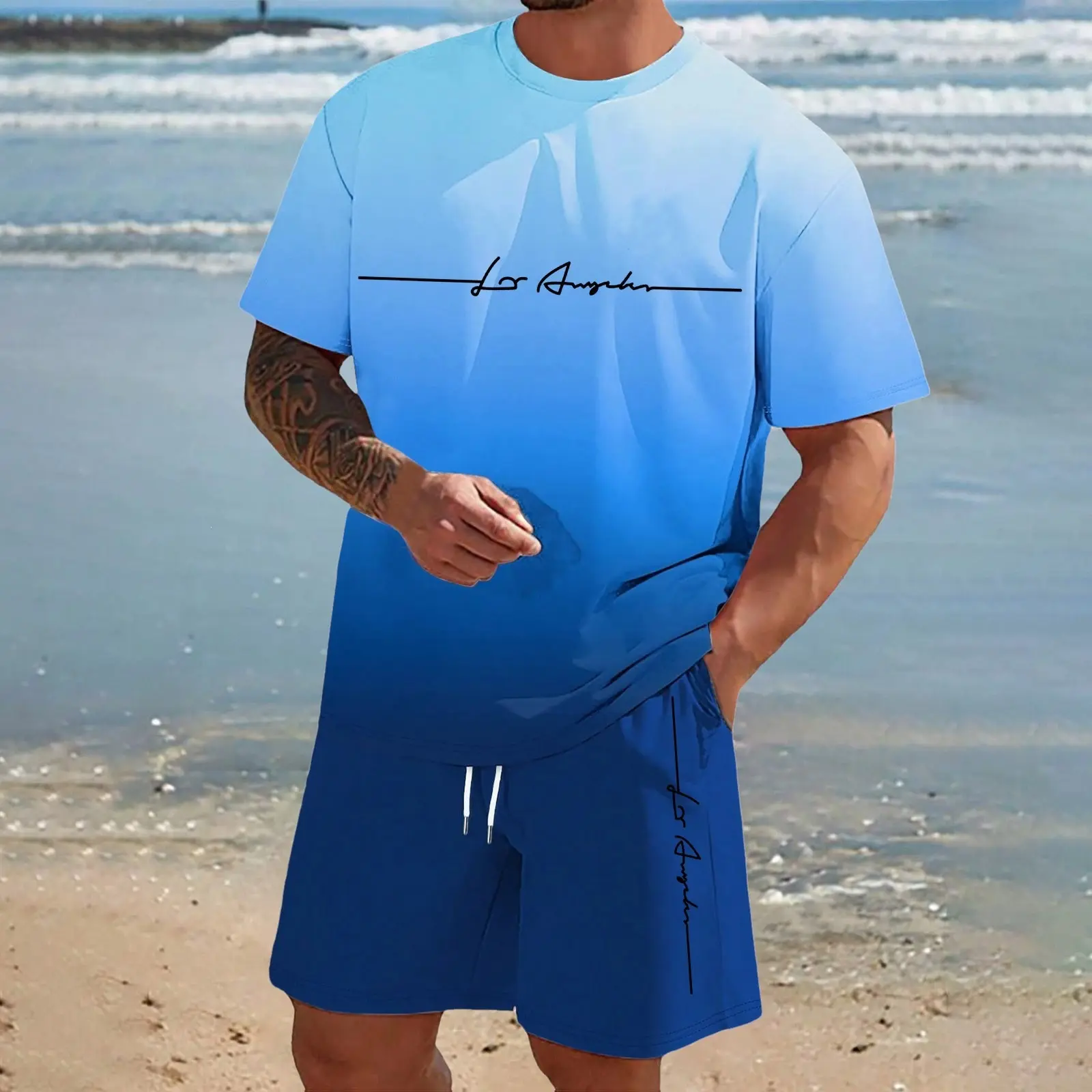 Mens Short-sleeve And Shorts Set