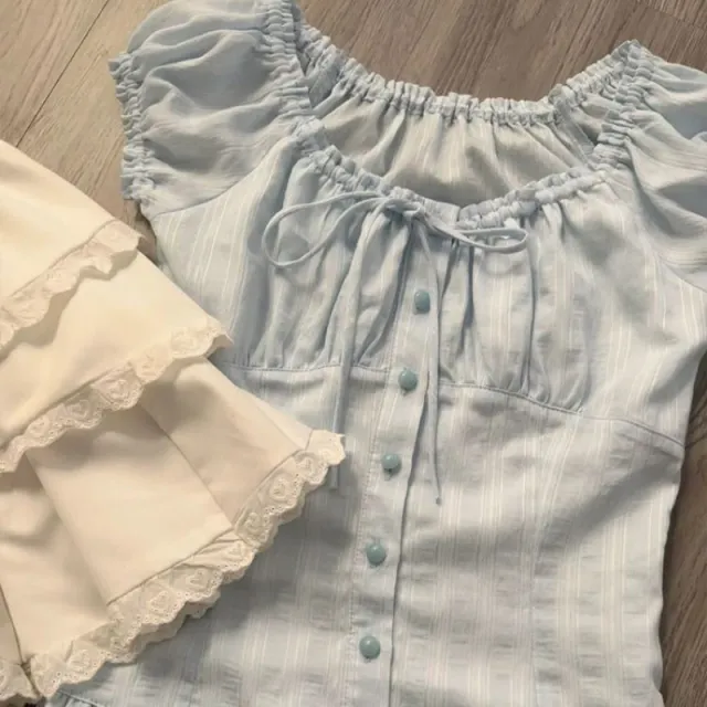High end Chic Pure Sweet Milk Top Blue - Shop at LoveMi