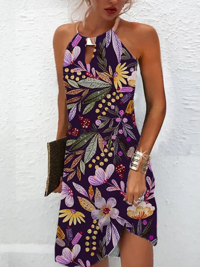 Summer Metal Halter Sleeveless Dress Color 3 - Shop at LoveMi
