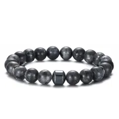 8mm Magnet Charm Bead Stretch Rock Bead Tiger Eye Bracelet - Flash - View 1