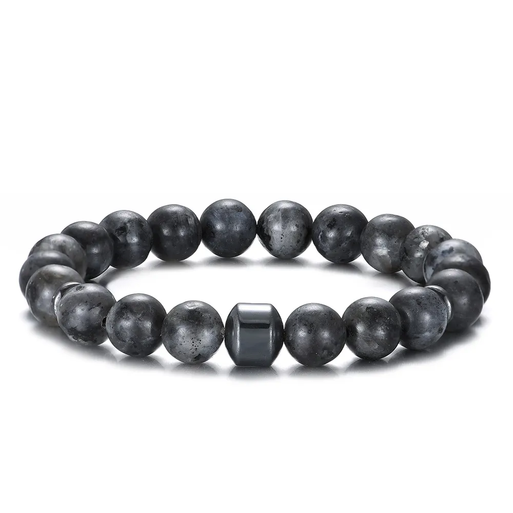 8mm Magnet Charm Bead Stretch Rock Bead Tiger Eye Bracelet - Flash