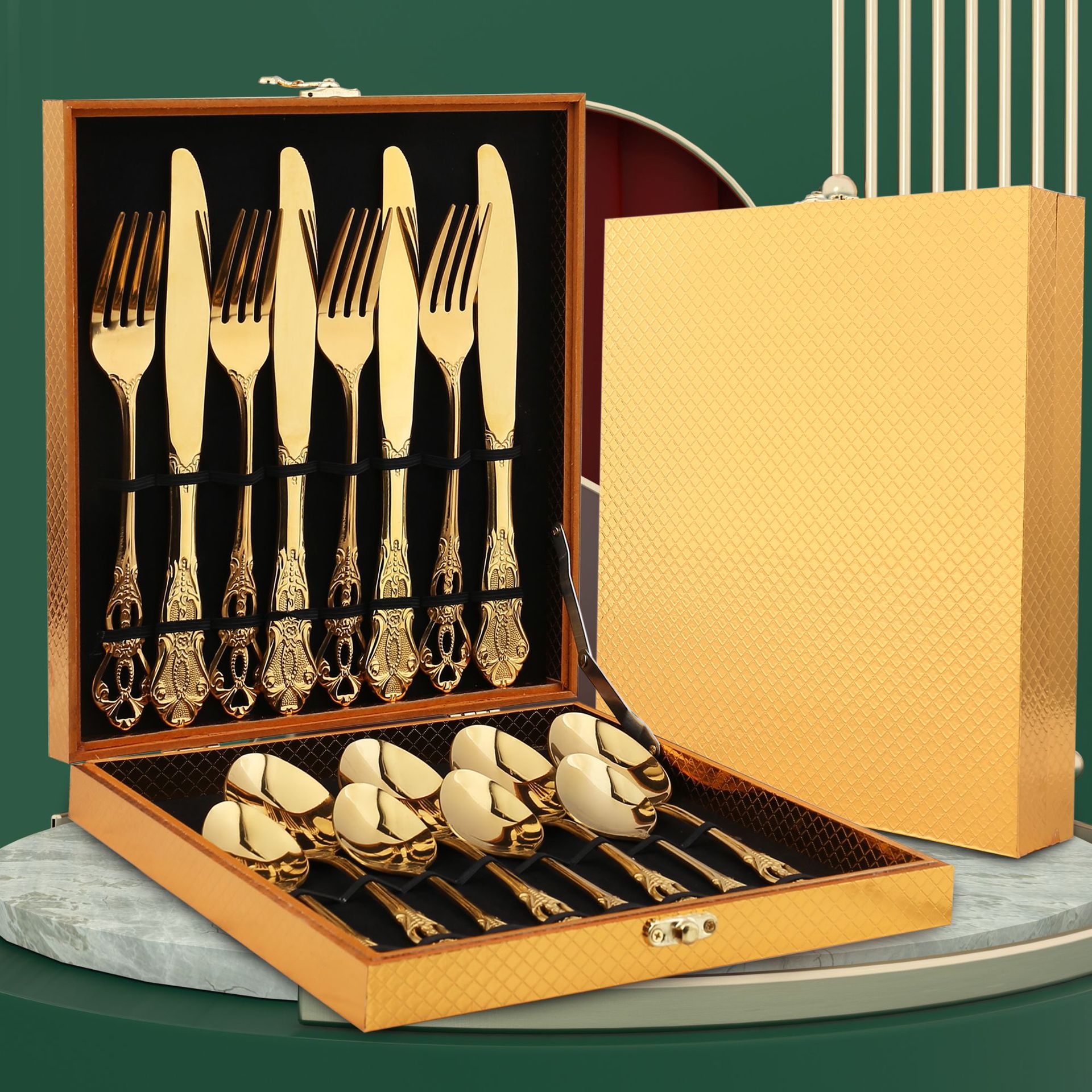 European Pattern Stainless Steel Empaistic Tableware Set