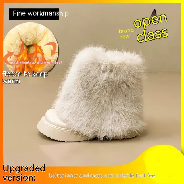 Snow Boots Winter Fleece lined Thermal Furry Shoes White - Shop at LoveMi