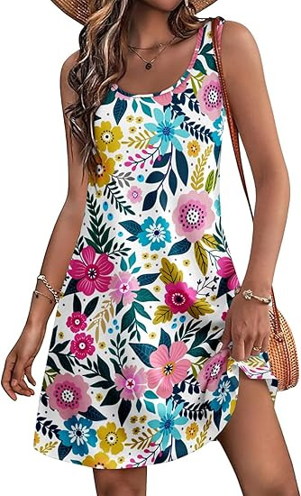 BOHO Womens Sun Dresses Summer Beach Midi Dress Plus Size S-XXXL