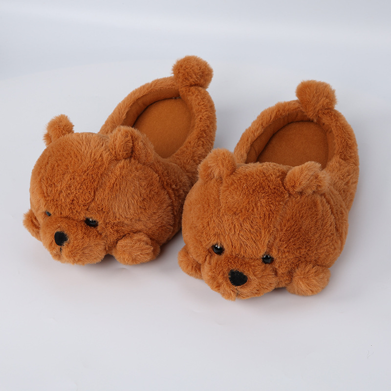 Brown Teddy Bear Half Slippers