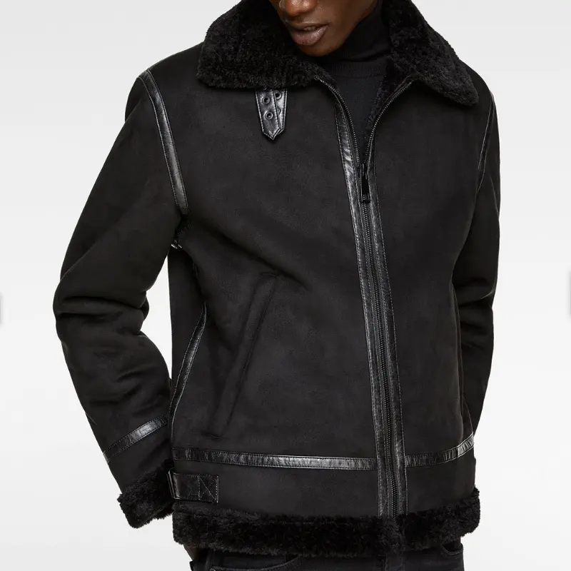 Men's Lapel Suede Fabric Jacket Coat