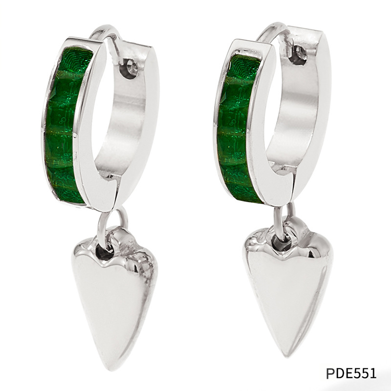 Fashion Earrings Studded With Zircon Stainless Steel Love Heart Ear Clips Earrings