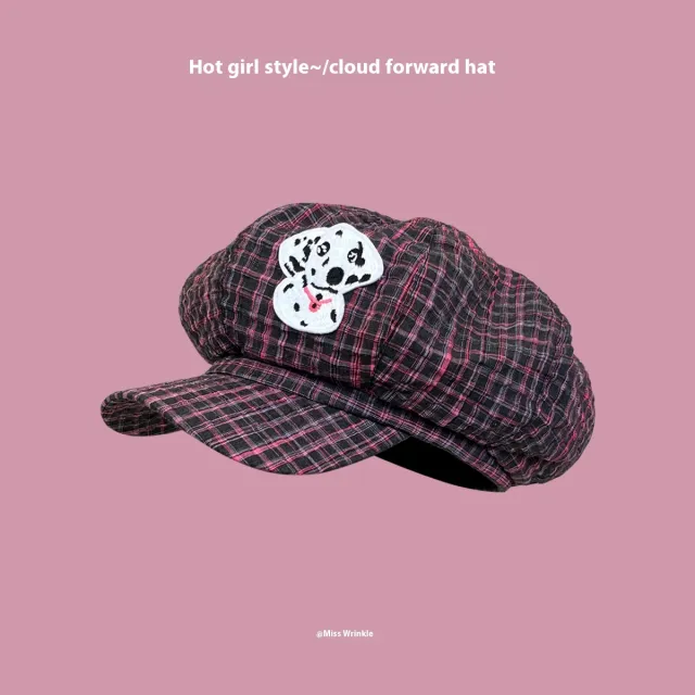 Merican Retro Denim Advance Hats Women Spotted Dog Plaid - Shop at LoveMi
