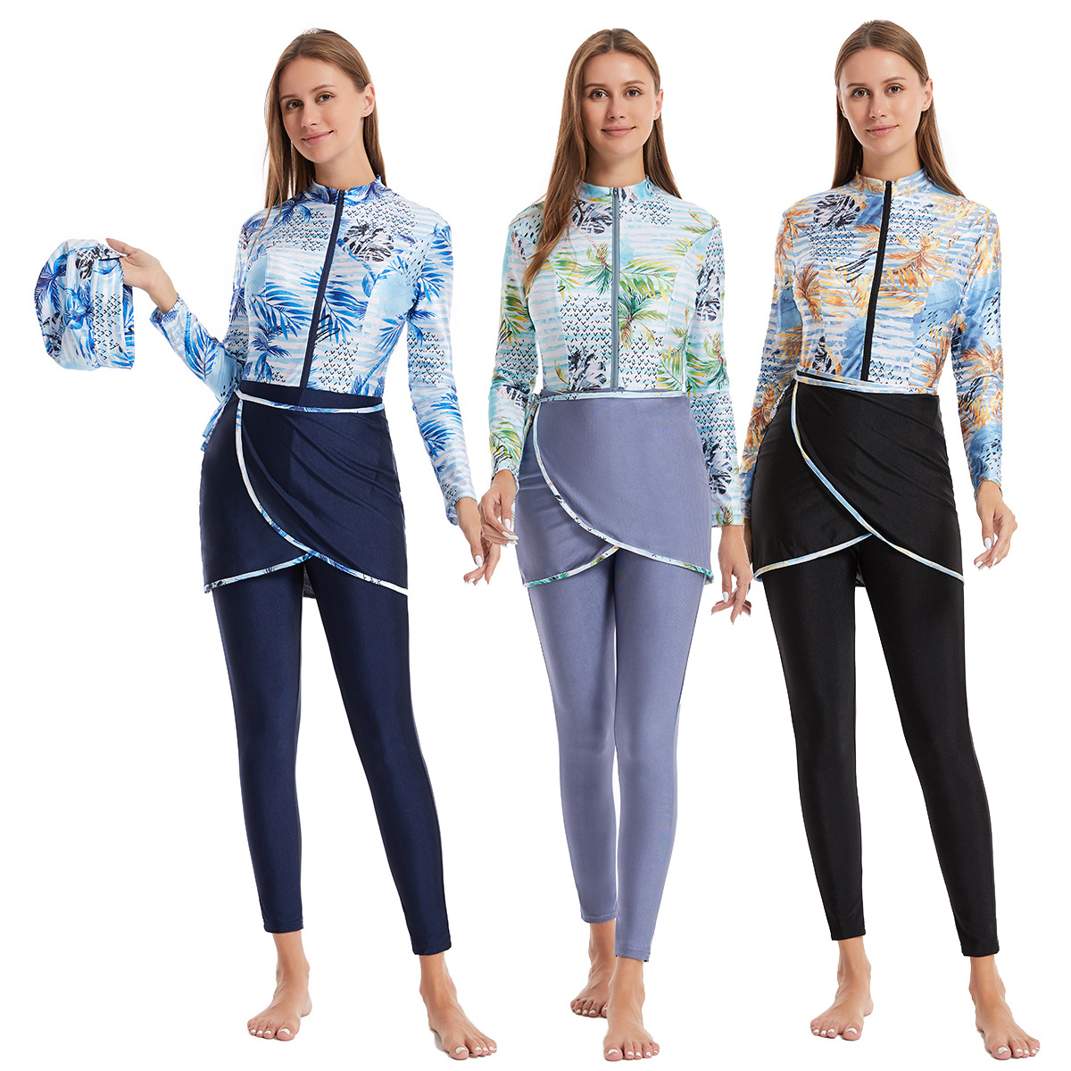 Modest Swimwear Printed Swimsuit Dress Sun Protection For The Beach