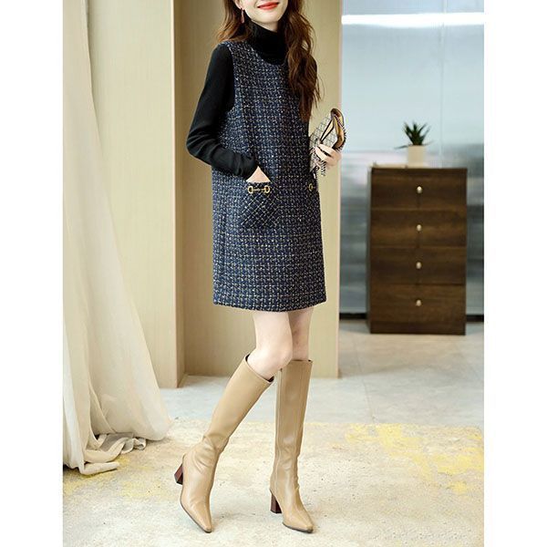 Slim-fit Round Neck Light Luxury French Vest Dress 9 Slim-fit Round Neck Light Luxury French Vest Dress