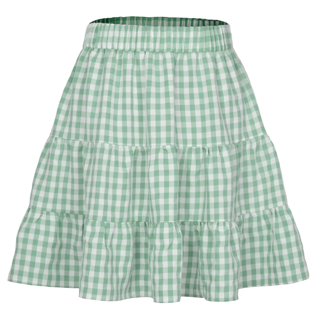 Women's Chaoyang Plaid Skirt High Waist - Green