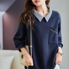 Polo Collar False Two-piece Sweaters Women's Spring And Autumn - Picture Colour-M - View 1