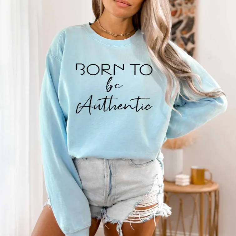 Born To Be Genuine Goods Printed Cartoon Pullover - Blue