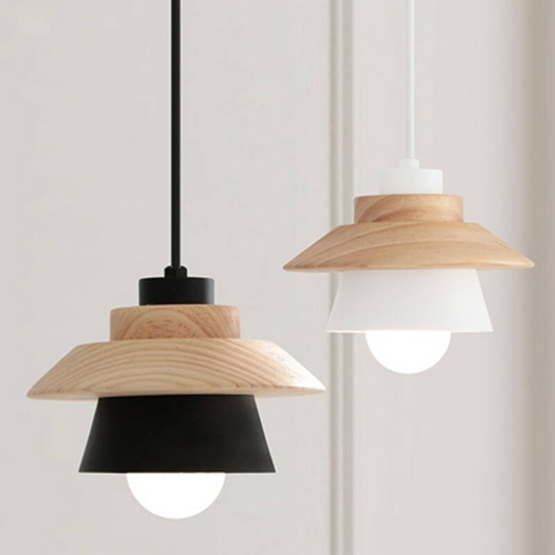 Alloy Japanese Wooden Modern Minimalist Restaurant Small Pendant Lamp - Image 3