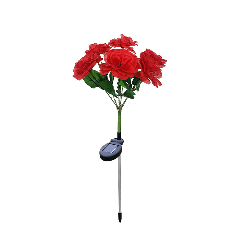 New Realistic LED Ground-insertion Ambient Lighting For Courtyards A 7-head Colorful Solar-powered Rose Decorative Lamp — foto 7
