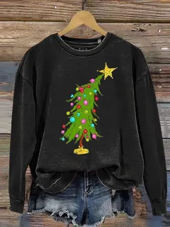 Womens Casual Christmas-Print Crew-Neck Sweatshirt - Wa32Ry250908Y036-M - View 1