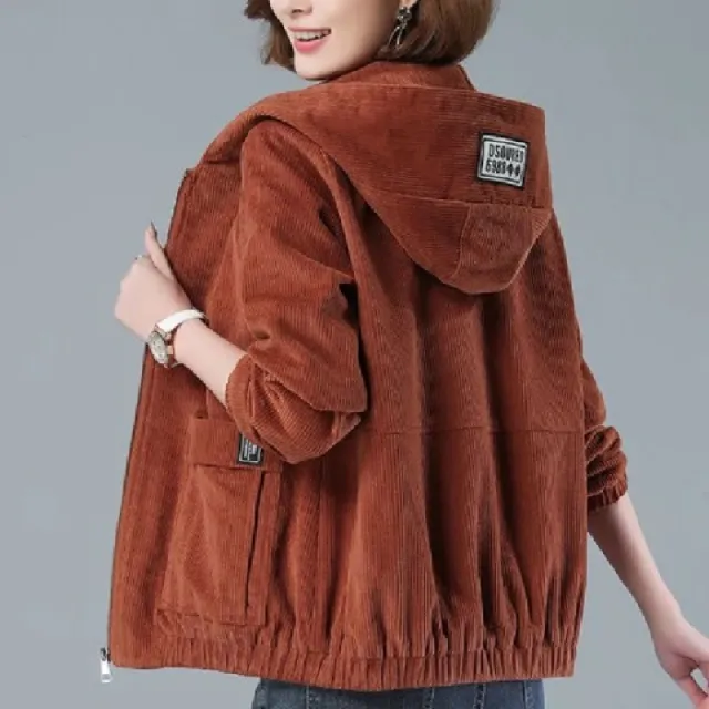 Fleece lined Thick Spring And Autumn Clothing Loose Crop Top Caramel Color - Shop at LoveMi