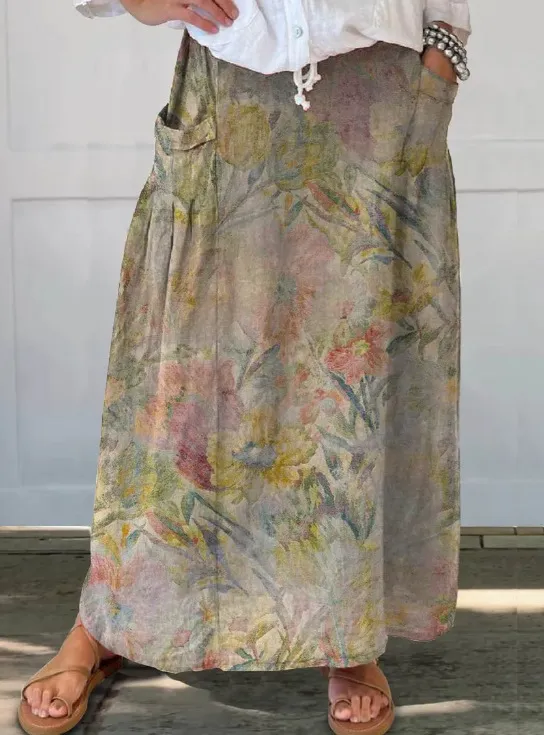 Women's Vintage Printed Classical Floral Skirt 306Bsqby25040542 - Shop at LoveMi