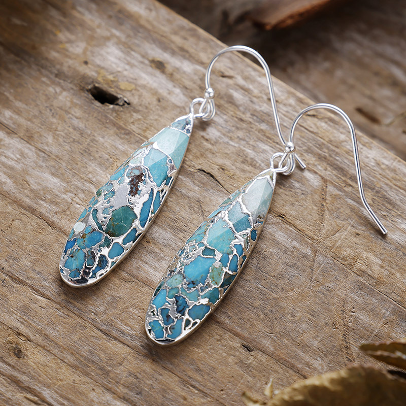 Women's Fashion Turquoise Long Drop Bohemian Earrings