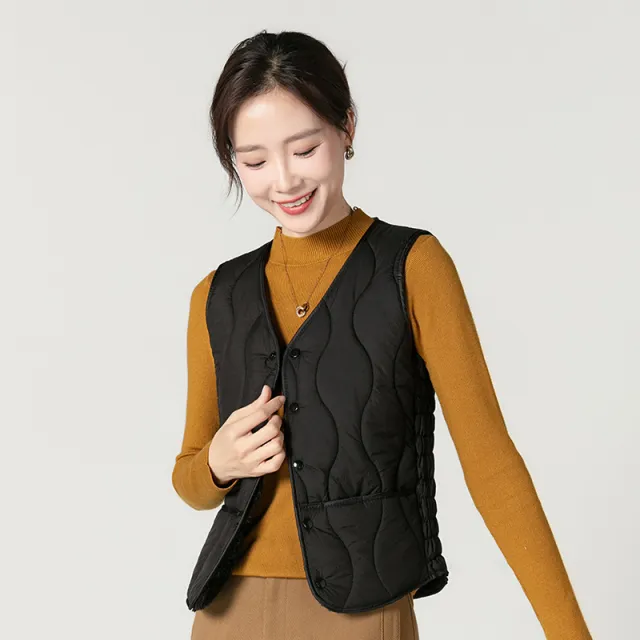 Fashion Fleece Lined Padded Warm Keeping Slim Women Vest Black - Shop at LoveMi