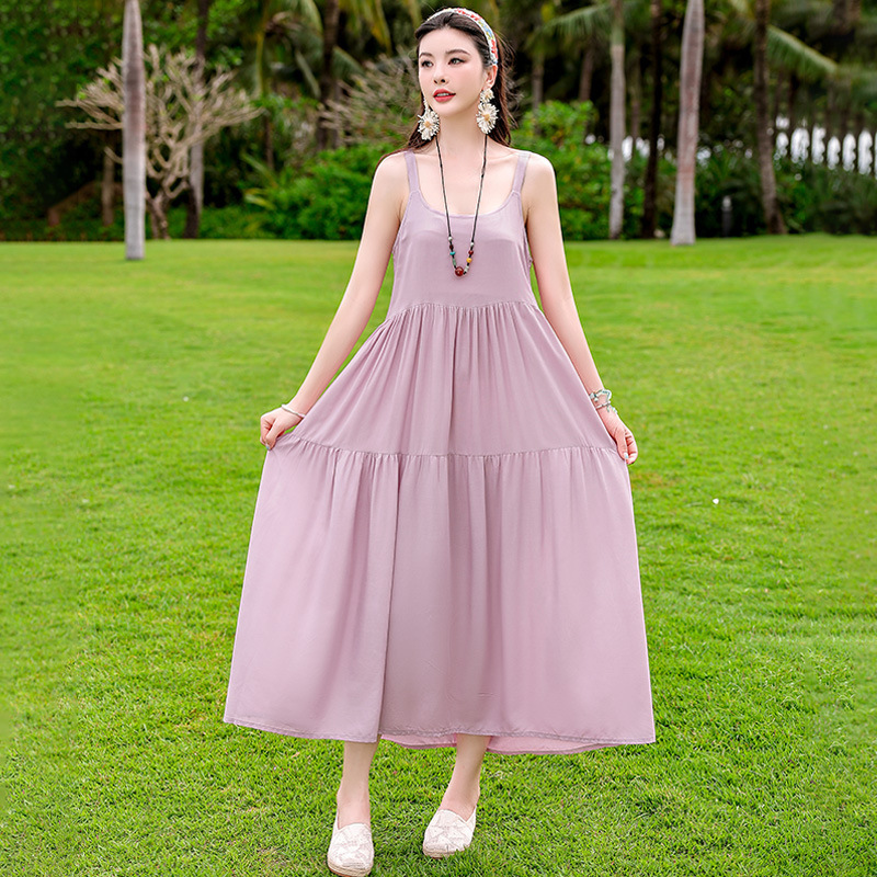 Beach Vacation French Style Floral Maxi Dress