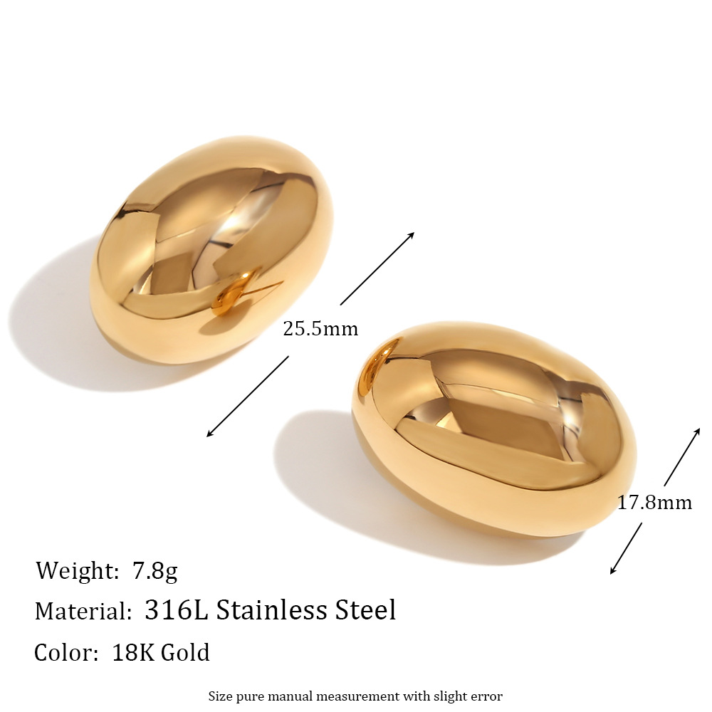 Temperament Hot Earrings Stainless Steel Plated 18k Golden Smooth