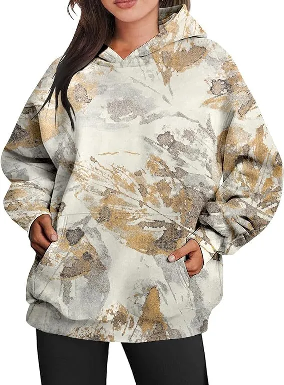 Women's Camouflage Hoodie Maple Leaf Print Oversized Sports Hoodie Color 2 Large Leaves Xl - Shop at LoveMi