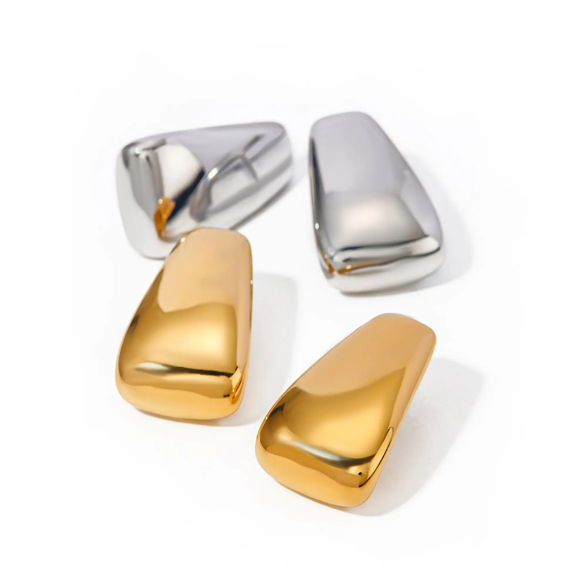 Special-interest Design Stainless Steel Geometric Glossy Trapezoid Earrings