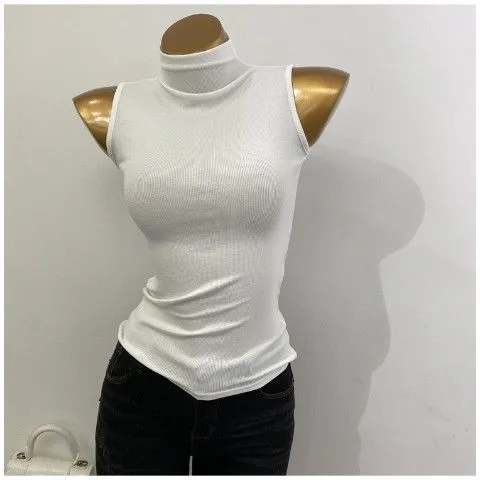 Korean Style Half Turtleneck Sleeveless Vest Top White - Shop at LoveMi