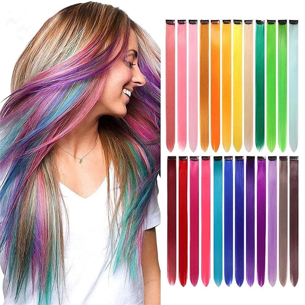 Color Hair Hanging Ear Dyed Wig Set Hair Extension Color Stripes Hot Color