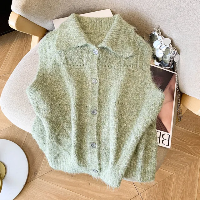 Design Sense Twist Knitted Vest Women Green - Shop at LoveMi