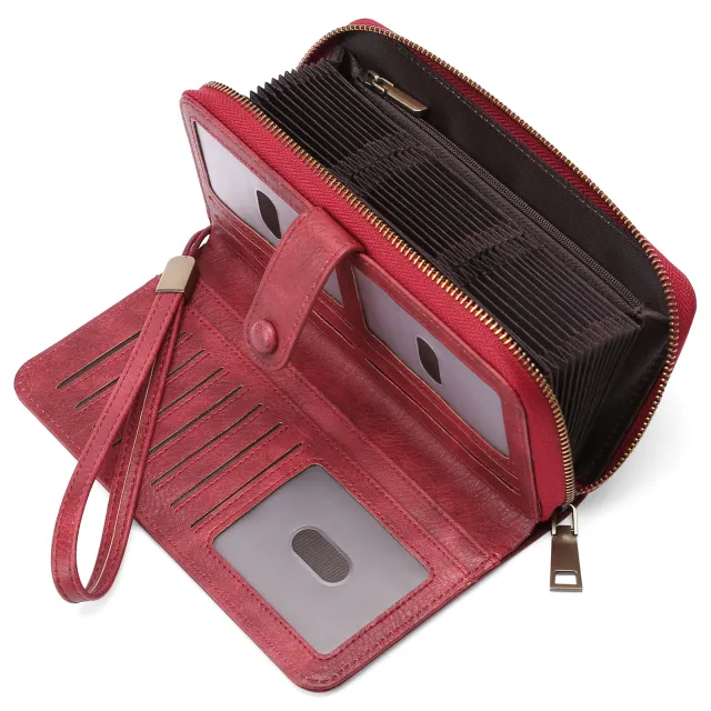 Expanding Card Holder Women's Long Wallet Passport Bag Red - Shop at LoveMi